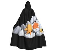 YYHWHJDE Mantello con cappuccio, motivo foglie d'acero sotto le rocce, per Halloween, per adulti, senza cerniera, comodo per feste in costume