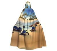 YYHWHJDE Mantello con cappuccio, motivo tartarughe sulla spiaggia, per Halloween, per adulti, senza cerniera, comodo per feste in costume