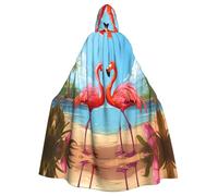 YYHWHJDE Mantello con cappuccio per adulti con due fenicotteri senza cerniera, comodo per feste in costume