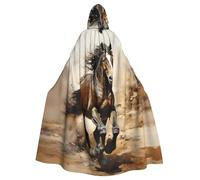 YYHWHJDE Mantello con cappuccio per adulti con immagine di cavallo occidentale, con papillon, senza cerniera