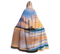 YYHWHJDE Mantello con cappuccio per adulti con immagine di faro da spiaggia per Halloween, per giochi di ruolo, costumi e feste a tema