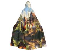 YYHWHJDE Mantello con cappuccio per adulti con immagine di polli e fattoria per Halloween, per giochi di ruolo, costumi e feste a tema