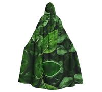 YYHWHJDE Mantello con cappuccio per adulti con motivo a foglie verdi, per Halloween, per giochi di ruolo, costumi da palcoscenico, feste, facile da pulire