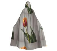 YYHWHJDE Mantello con cappuccio per adulti, con motivo a tulipani, per Halloween, super grande, senza cerniera