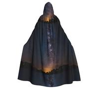 YYHWHJDE Mantello con cappuccio per adulti con motivo cielo notturno brillante per Halloween, per giochi di ruolo, costumi da palcoscenico, feste, facile da pulire