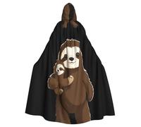 YYHWHJDE Mantello con cappuccio per adulti con motivo di bradipo e madre per Halloween, per giochi di ruolo, costumi da palcoscenico, feste, facile da pulire