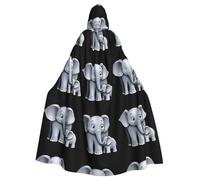 YYHWHJDE Mantello con cappuccio per adulti con motivo elefante madre e figlio per Halloween, per giochi di ruolo, costumi da palcoscenico, feste, facile da pulire
