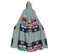 YYHWHJDE Mantello con cappuccio per adulti con motivo Monster Trucks per Halloween, senza cerniera, comodo per feste in costume