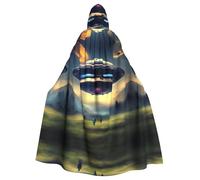 YYHWHJDE Mantello con cappuccio per adulti con stampa di atterraggio UFO per feste ed eventi in costume