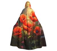 YYHWHJDE Mantello con cappuccio per adulti con stampa di papaveri in fiore per feste ed eventi in costume