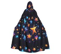 YYHWHJDE Mantello con cappuccio per adulti con stelle brillanti nel cielo notturno per Halloween, per giochi di ruolo, costumi da palcoscenico, feste, facile da pulire