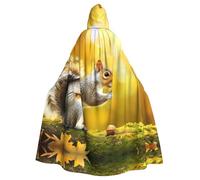 YYHWHJDE Mantello con cappuccio per adulti di Halloween con immagine di scoiattolo che mangia noce, per giochi di ruolo, costumi e feste a tema