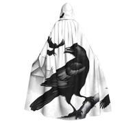 YYHWHJDE Mantello con cappuccio per adulti di Halloween con stampa di uccelli corvo nero per feste ed eventi in costume