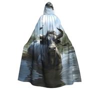 YYHWHJDE Mantello con cappuccio per adulti, motivo bufalo d'acqua, per Halloween, per giochi di ruolo, costumi da palcoscenico, feste, facile da pulire