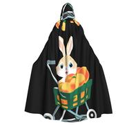 YYHWHJDE Mantello con cappuccio per adulti, motivo carro pesco con scritta "The Little Rabbit Pushes The Peach Car", mantello con cappuccio senza cerniera
