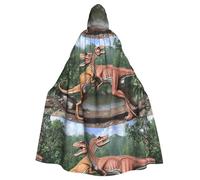 YYHWHJDE Mantello con cappuccio per adulti, motivo dinosauro duello, per Halloween, per giochi di ruolo, costumi da palcoscenico, feste, facile da pulire