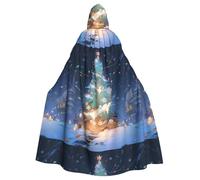YYHWHJDE Mantello con cappuccio per adulti per giochi di ruolo, costumi e feste a tema con albero di Natale innevato