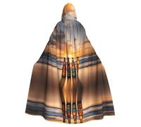 YYHWHJDE Mantello con cappuccio per adulti, per Halloween, spiaggia, tramonto, con bottiglie, birra, spiaggia, tramonto, mantello con cappuccio, senza cerniera