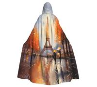 YYHWHJDE Mantello con cappuccio per feste e costumi di Halloween con stampa di Parigi Torre Eiffel