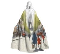 YYHWHJDE Mantello con cappuccio per feste e costumi di Halloween con stampa Torre Eiffel di Parigi Street Scene
