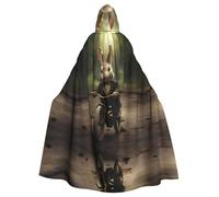 YYHWHJDE Mantello con cappuccio per Halloween con coniglietto grigio, senza cerniera, comodo per feste in costume