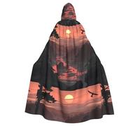 YYHWHJDE Mantello con cappuccio per Halloween con immagine dell'alba nella valle, senza cerniera, comodo per feste in costume