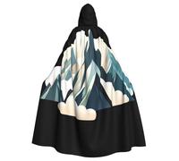 YYHWHJDE Mantello con cappuccio per Halloween, con immagine di montagne tra le nuvole, grande mantello con cappuccio e papillon, senza cerniera