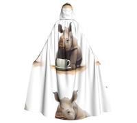 YYHWHJDE Mantello con cappuccio, per Halloween, con immagine di rinoceronte, senza cerniera, comodo per feste in costume