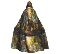 YYHWHJDE Mantello con cappuccio per Halloween con immagine di Tyrannosaurus Rex nella foresta, per adulti, senza cerniera, comodo per feste in costume