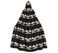 YYHWHJDE Mantello con cappuccio per Halloween con immagine di una piccola casa sotto l'albero di ciliegio, senza cerniera, comodo per feste in costume