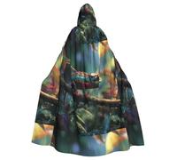 YYHWHJDE Mantello con cappuccio per Halloween, con motivo camaleonti nella foresta pluviale, per adulti, super grande, senza cerniera