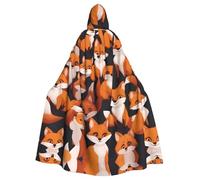 YYHWHJDE Mantello con cappuccio per Halloween, con motivo di volpi dei cartoni animati, per adulti, super grande, senza cerniera