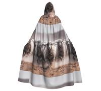 YYHWHJDE Mantello con cappuccio per Halloween con motivo "Running of the Flock", per adulti, super grande, senza cerniera
