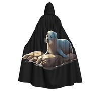 YYHWHJDE Mantello con cappuccio per Halloween, con scritta "Seal on the Rocks", senza cerniera, comodo per feste in costume