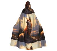 YYHWHJDE Mantello con cappuccio per Halloween, con volpe delle nevi sulla collina, per adulti, super grande, senza cerniera