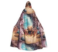 YYHWHJDE Mantello con cappuccio per Halloween, motivo: granchio sotto le rocce, per giochi di ruolo, costumi da palcoscenico, feste, facile da pulire