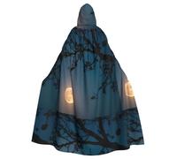 YYHWHJDE Mantello con cappuccio per Halloween, per adulti, con motivo luna piena, con cappuccio, senza cerniera