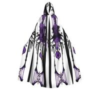 YYHWHJDE Mantello con cappuccio viola gotico fantasma stampato Halloween adulto per feste e costumi