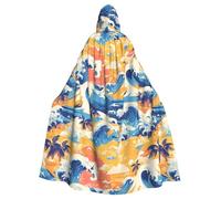 YYHWHJDE Mantello da spiaggia Maui Hawaii tramonto onde mare nuvole modello Halloween adulto mantello con cappuccio senza cerniera, comodo per feste in costume