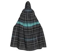 YYHWHJDE Mantello unisex con cappuccio, linea dimensionale, stampa spaziale, lunghezza intera, nero con strisce color foglia di tè, poliestere, costume cosplay di Halloween
