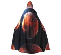 YYHWHJDE Mars Planet Pattern Halloween Adulto Mantello con Cappuccio per Party Costume Cosplay Stage Masquerade Tema Danza Comic Con