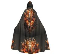 YYHWHJDE Maschera di fiamme ardenti immagine Halloween adulto mantello con cappuccio senza cerniera, comodo per feste in costume
