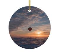 YYHWHJDE Mongolfiera all'alba Stampe Natale ceramica rotonda ciondolo -7,4 cm Aggiungi un'atmosfera festosa alle feste di vacanza
