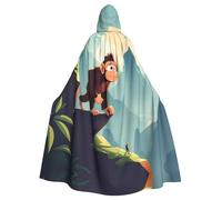 YYHWHJDE Monkey Climbing Mountain Picture Adulto Halloween giacca con cappuccio mantello lungo partito mantello adatto per uomini e donne