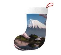YYHWHJDE Monte Fuji all'inizio della primavera Modello Calze di Natale Festival Grande Capacità Stampato Calzini Decorazione
