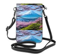 YYHWHJDE Monte Fuji in inizio primavera stampa la piccola borsa di cuoio del telefono di vibrazione di vibrazione della tracolla, impermeabile e durevole