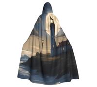 YYHWHJDE Moonlight Lighthouse - Mantello con cappuccio per Halloween, per adulti, per feste e costumi