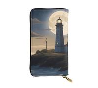 YYHWHJDE Moonlight Lighthouse - Pochette lunga in pelle di qualità con stampa faro progettato per ragazze e donne alla moda, elegante, 19 x 10,5 cm, Nero , Taglia unica