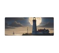 YYHWHJDE Moonlight Lighthouse - Tappetino per mouse extra large, per computer e ufficio, tastiera da gioco antiscivolo, versione ispessita, 30,5 x 80 cm