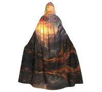 YYHWHJDE Mountain Sunrise Prints, mantello con cappuccio per Halloween, per feste e costumi